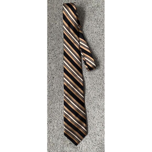 Piattelli Other - Bruno Piatelli 100% Silk Tie Stripes Gold‎ Black 3.5 Inches Wide Suit Blazer